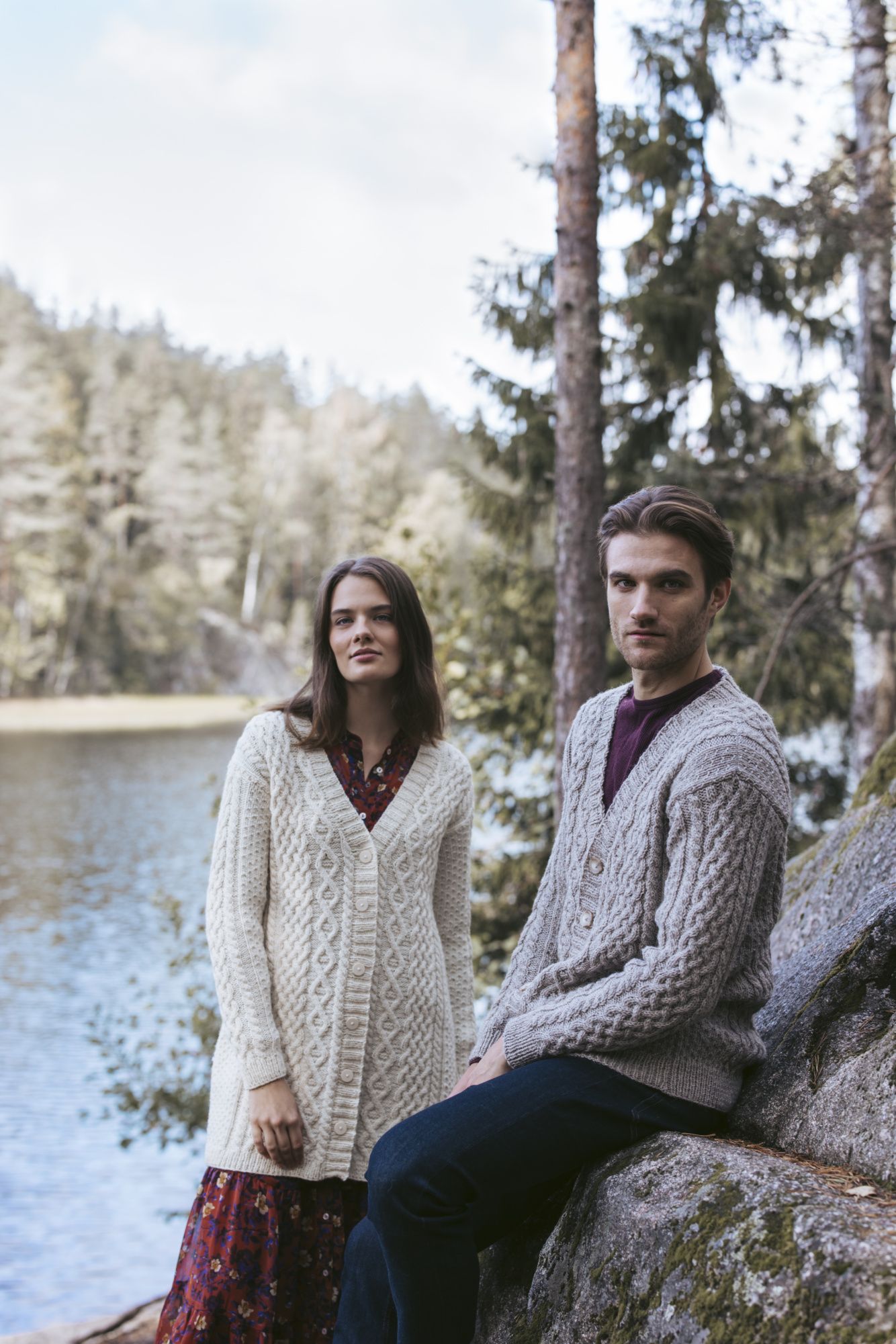 Cottager cable cardigan Novita Nordic Wool Example 1