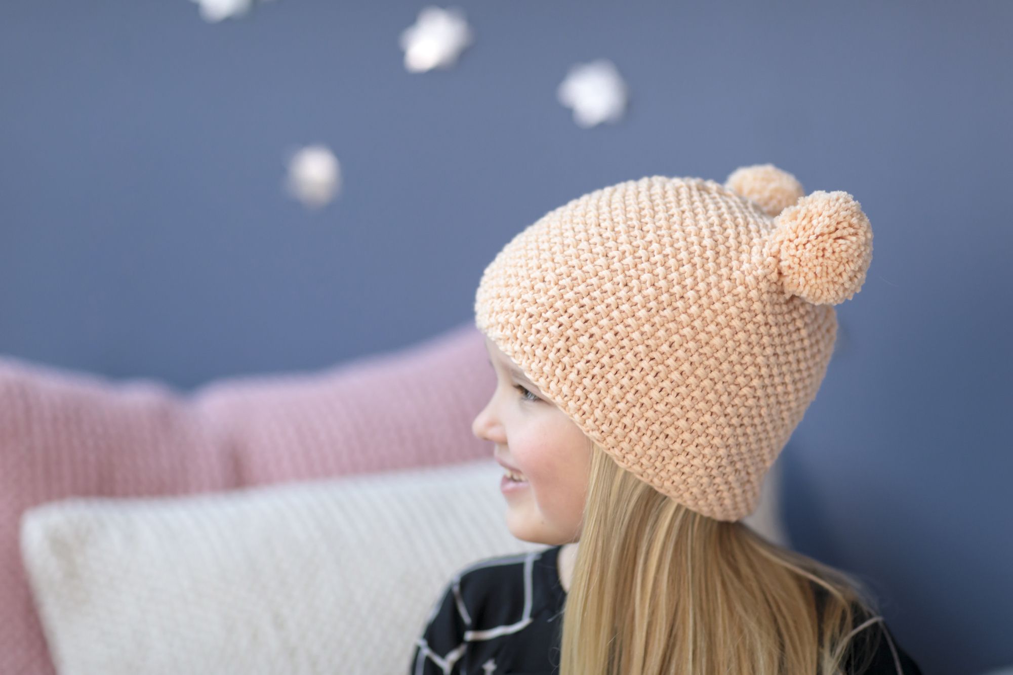 Children's hat with pompoms Novita Nalle or Novita Wool Cotton Example 2