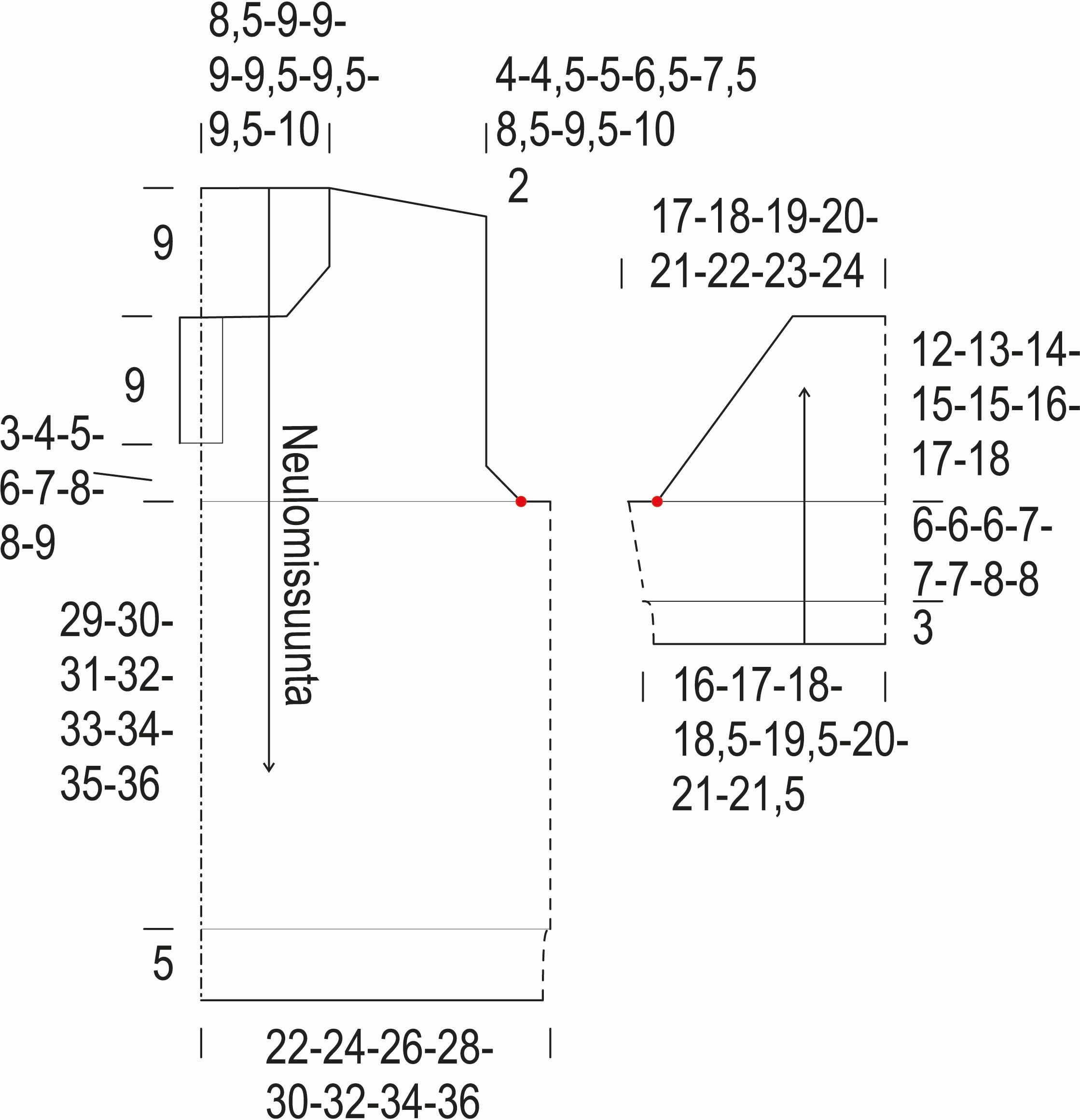 Ruoko-neulepusero Instruction 1