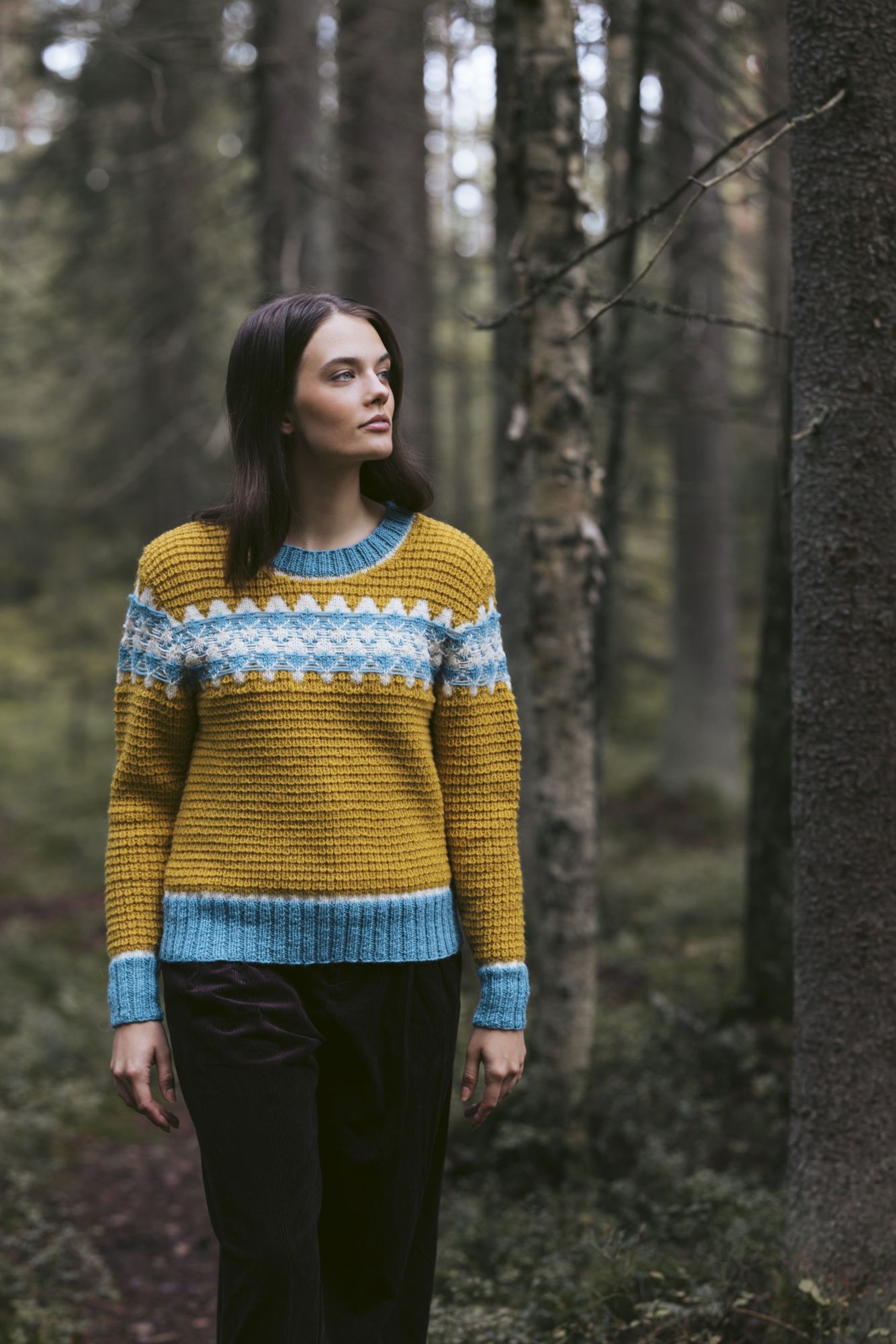 Mushroom Forest colourwork sweater Novita Nordic Wool Example 1