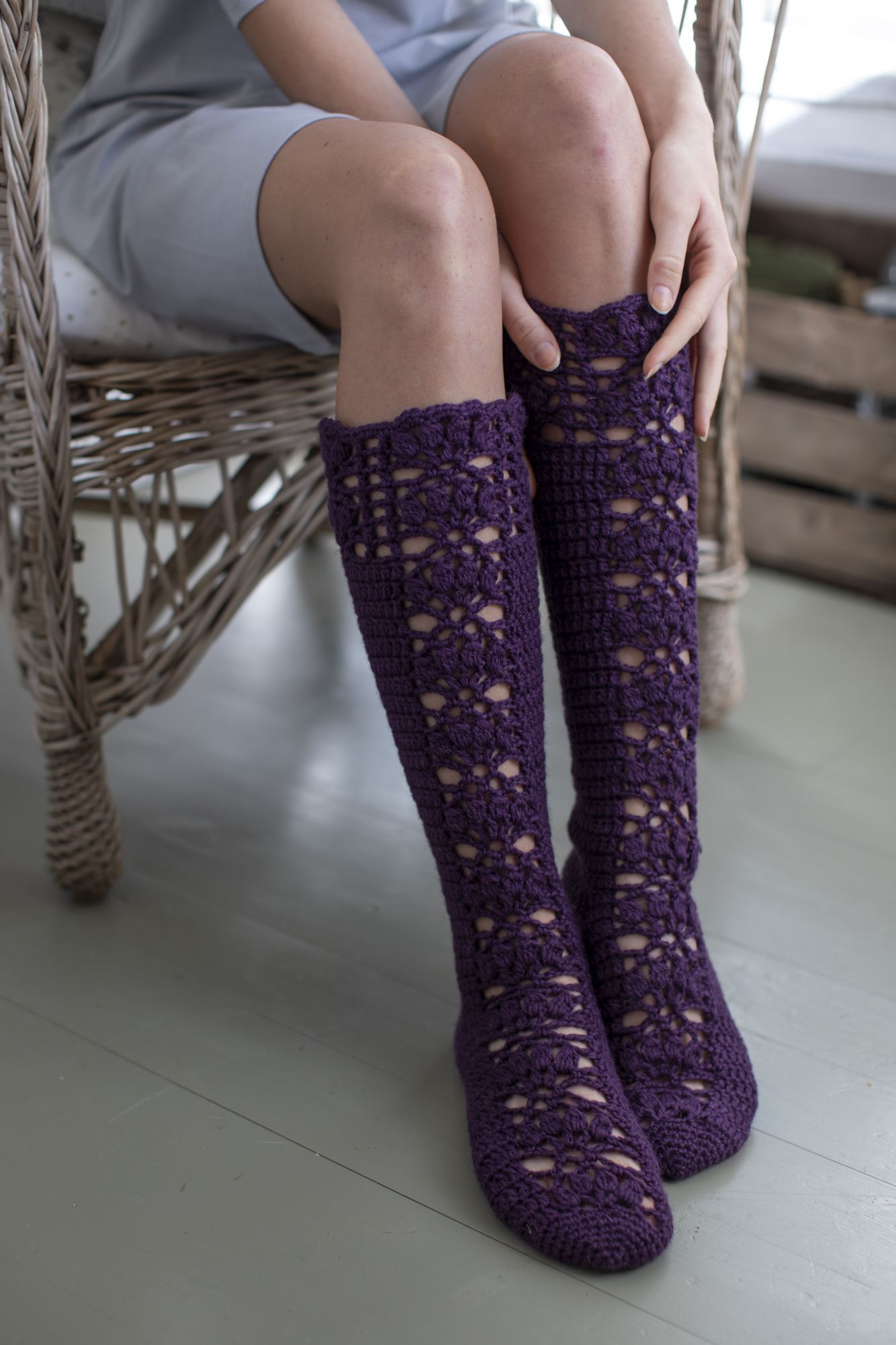 Aronia crocheted socks Novita 7 Veljestä Example 1