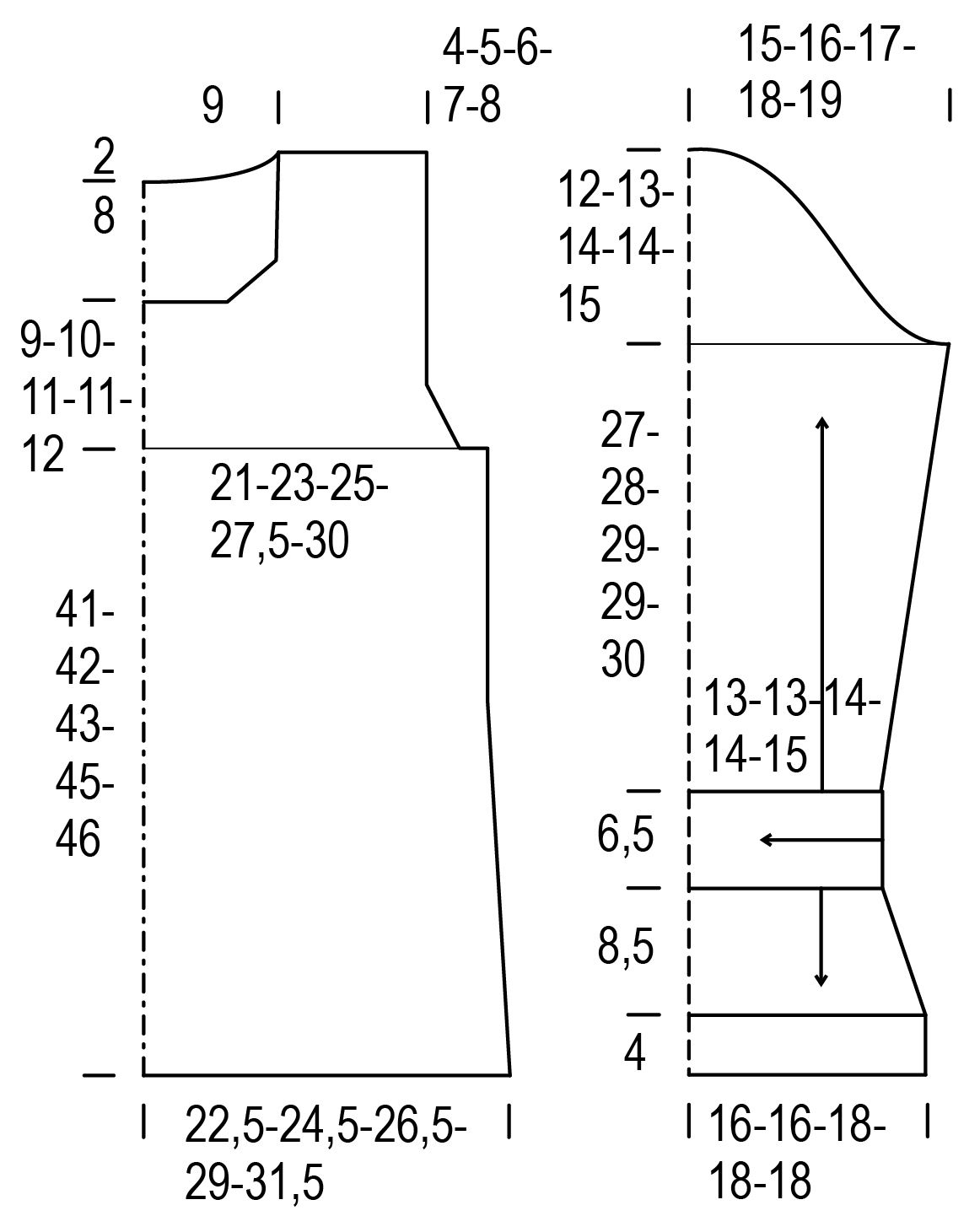 Stickad tröja med virkade spetsdekorationer Instruction 1
