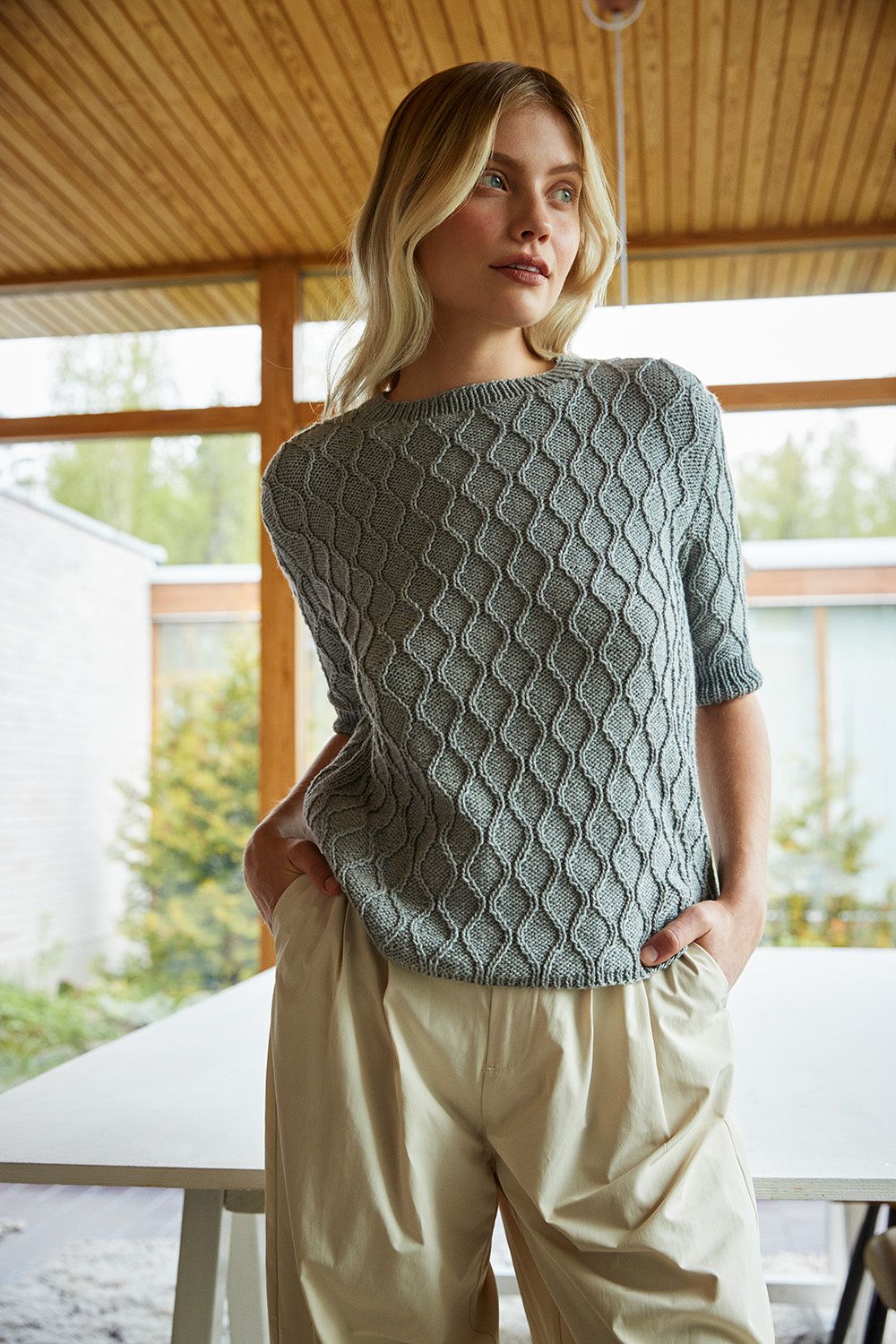 Novita Woolly Wood: Ajatus (Thought) knitted sweater Example 1