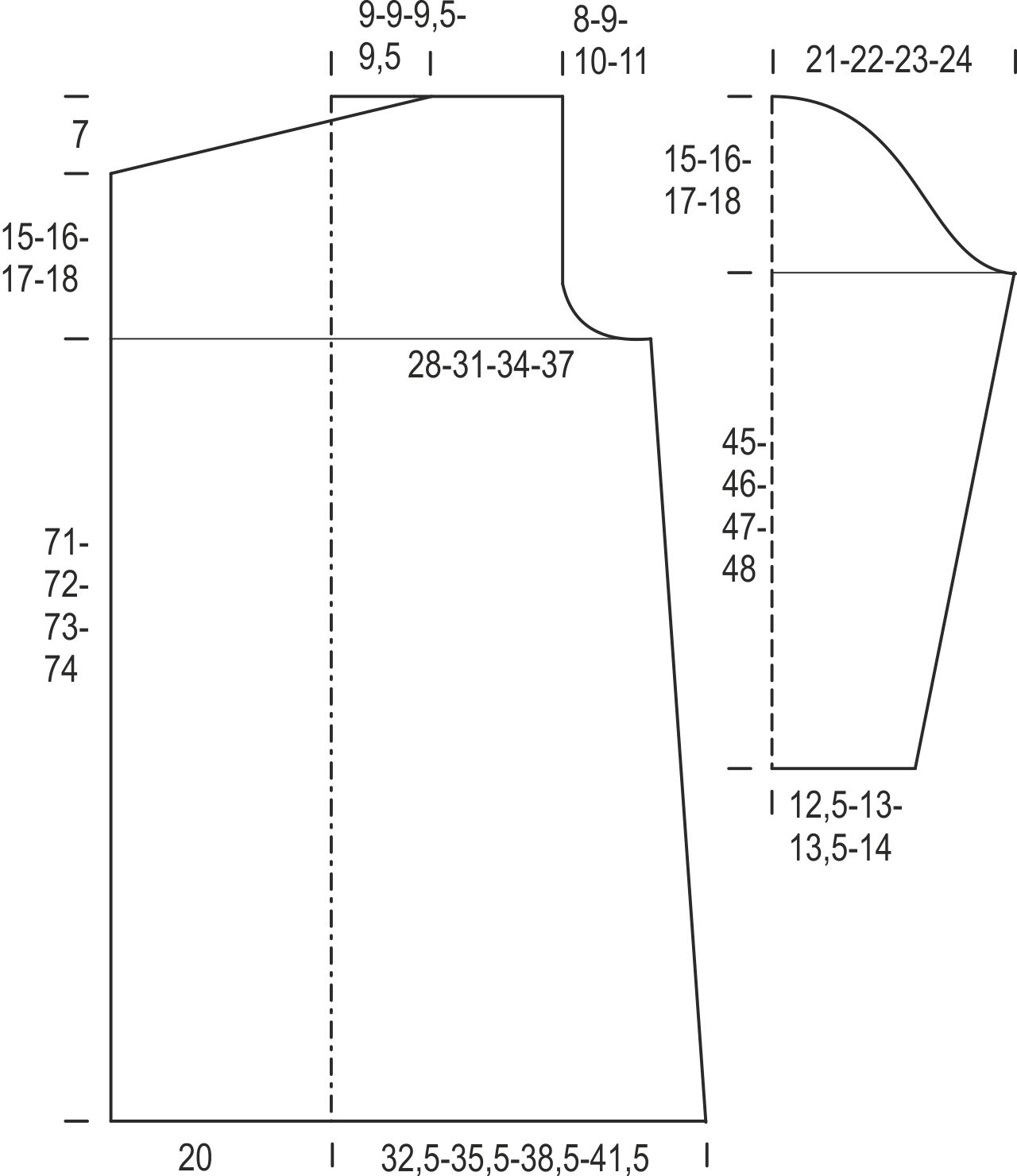 Naisen neuletakki Novita Joki (Kevät 2015, malli 26) Instruction 1