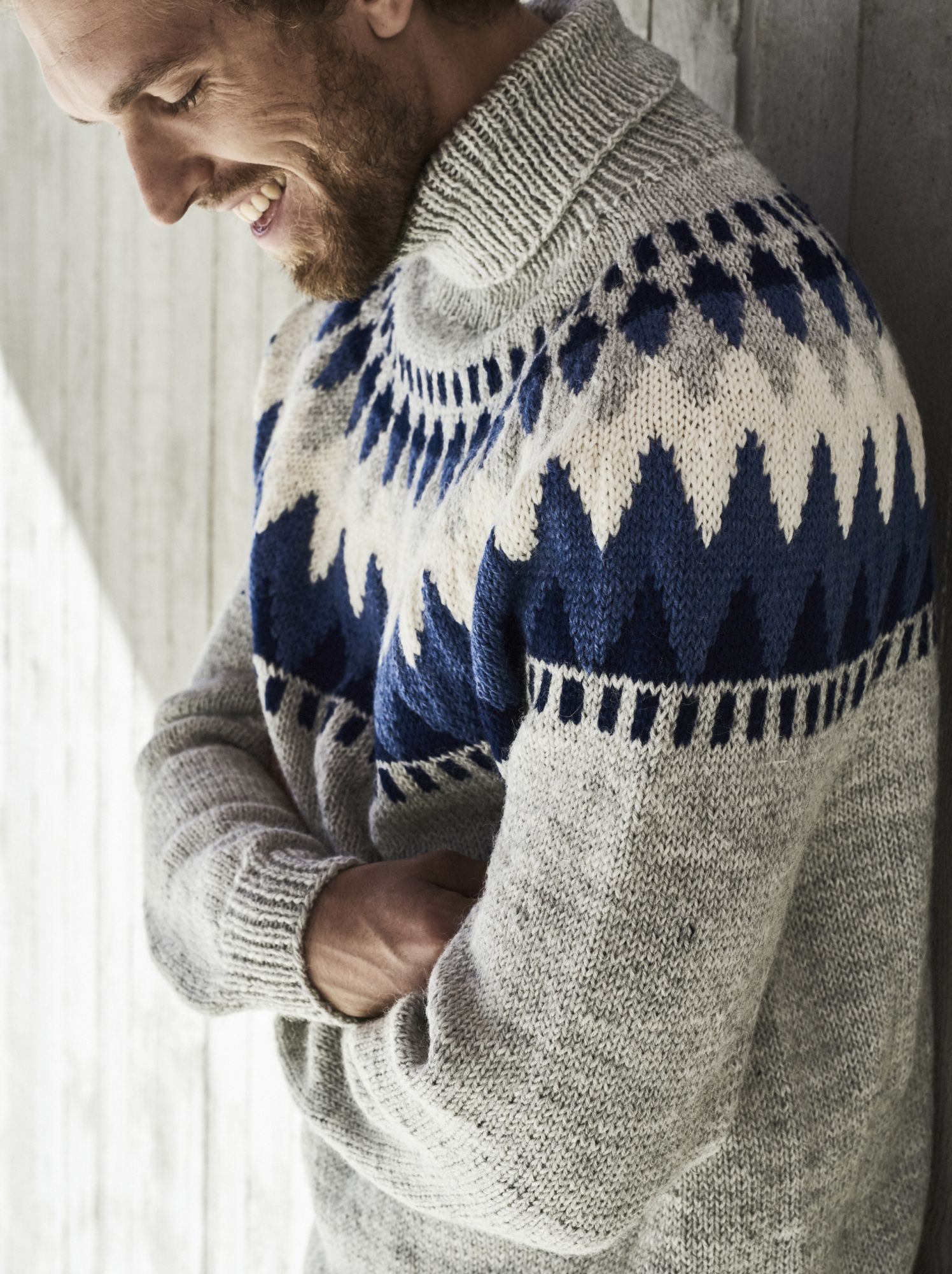 Fair Isle Yoke Sweater Knitting Pattern Women Men Cardigan Sweater