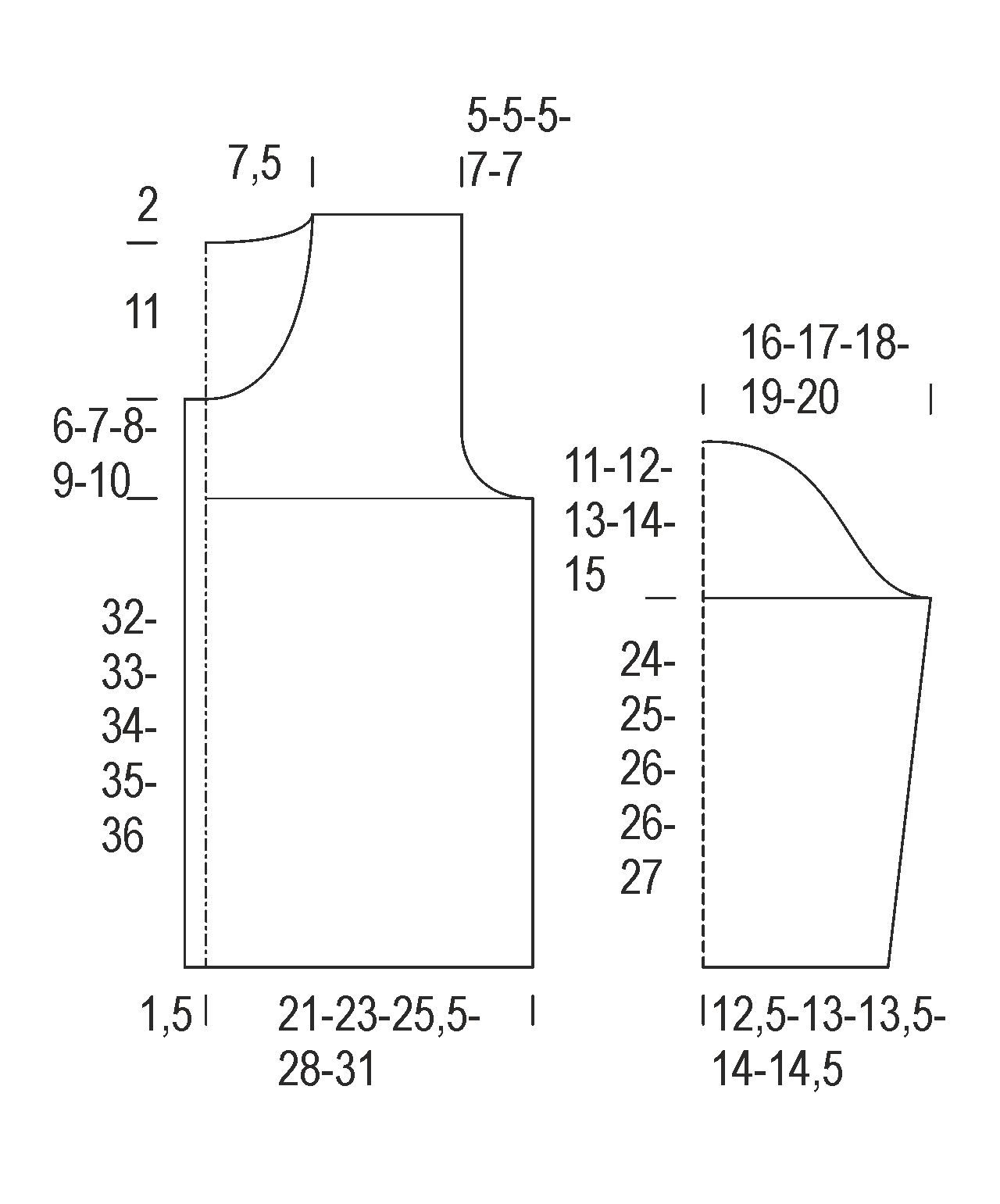 Naisen virkattu jakku Novita Wool Instruction 1