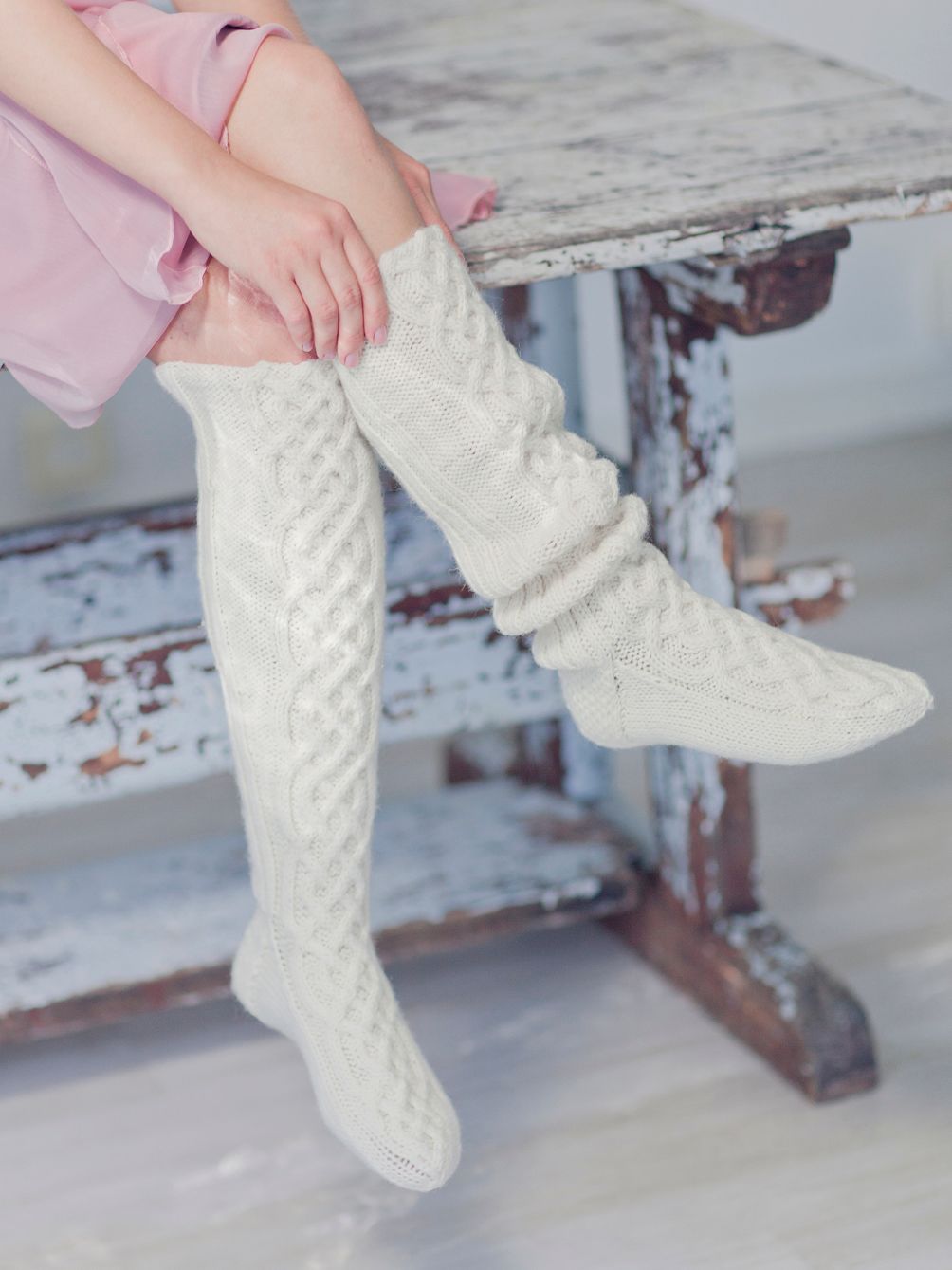 Long Cable Socks Example 1