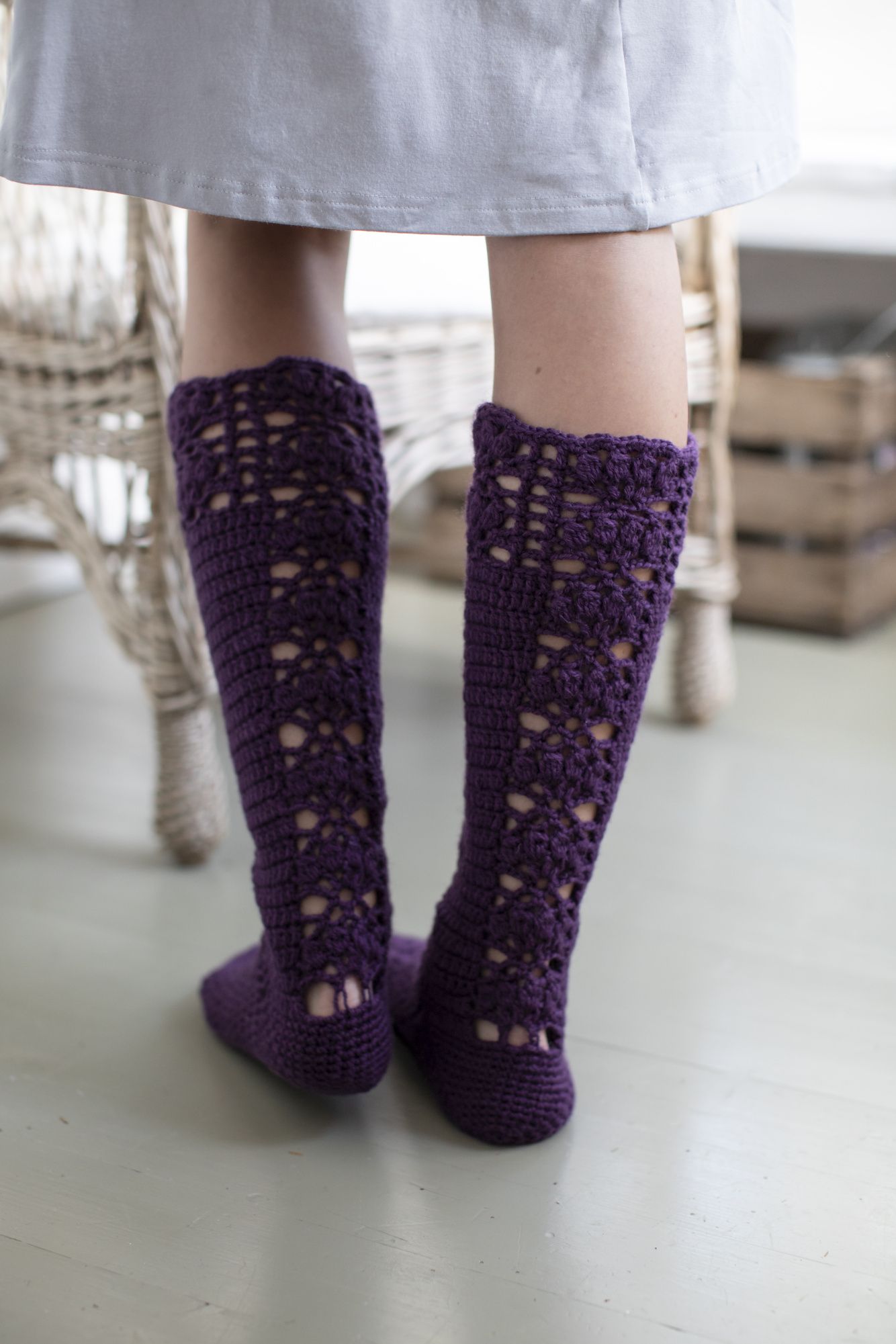 Aronia crocheted socks Novita 7 Veljestä Example 2