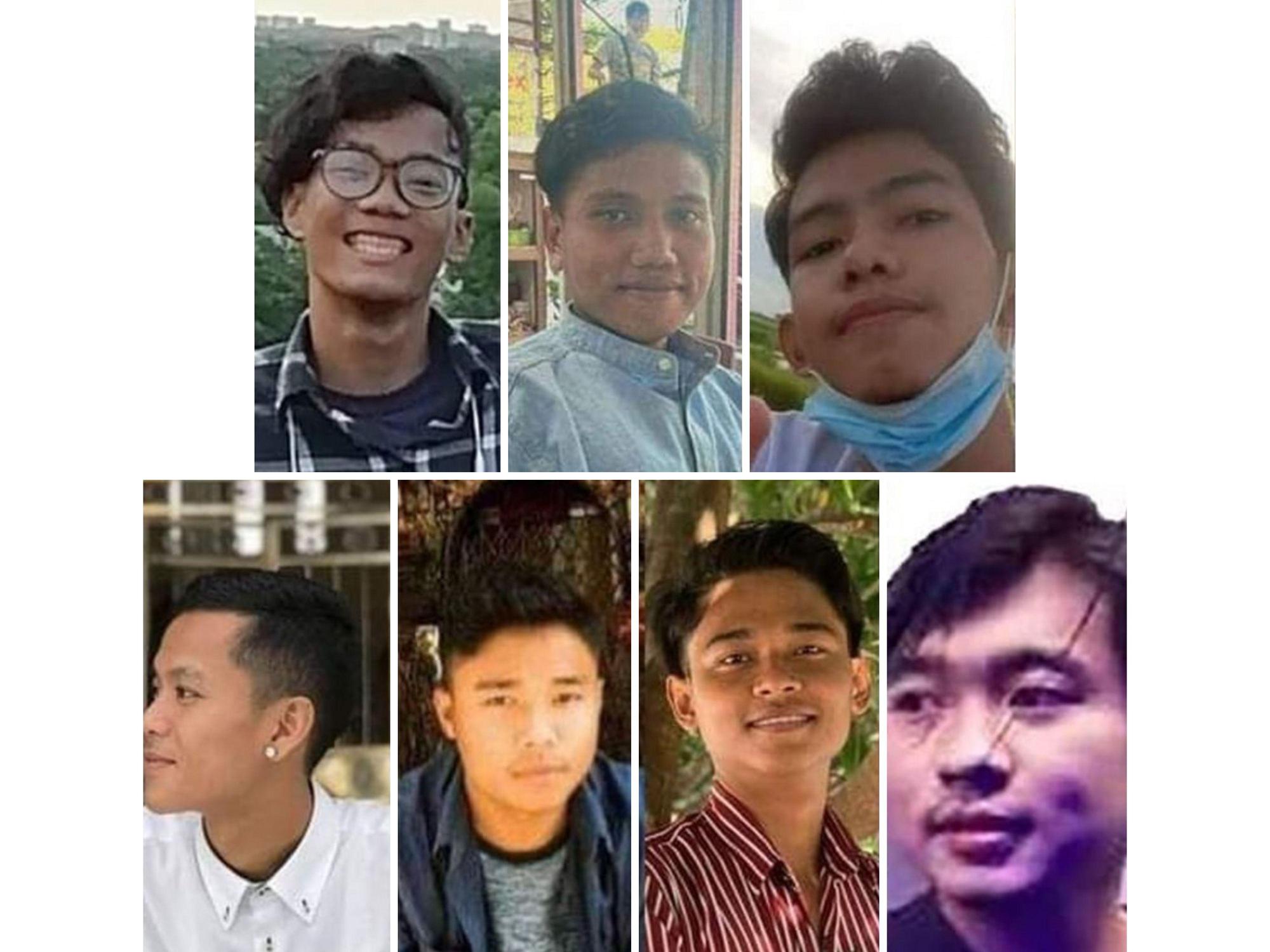 En collage med bilder av syv unge menn.