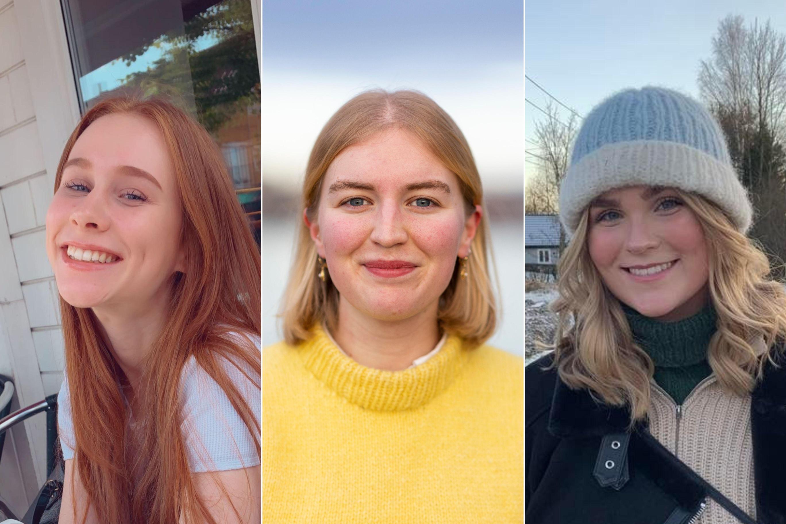 Three young women are smiling for the camera .