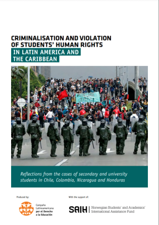 Report cover page: Criminalization and violation of students` human rights in Latin America and the Caribbean