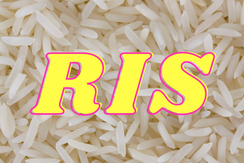 Et bilde av ris med ordet "ris" på.