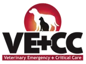 VECC logo with cat and dog silhouettes on a red background.