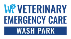 "Logo with 'WV' featuring a footprint, 'Veterinary Emergency Care Wash Park.'"