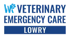 "Logo with 'WV' featuring a footprint, 'Veterinary Emergency Care Lowry.'"