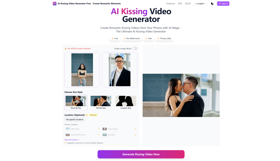 image of AI Kissing Video Generator