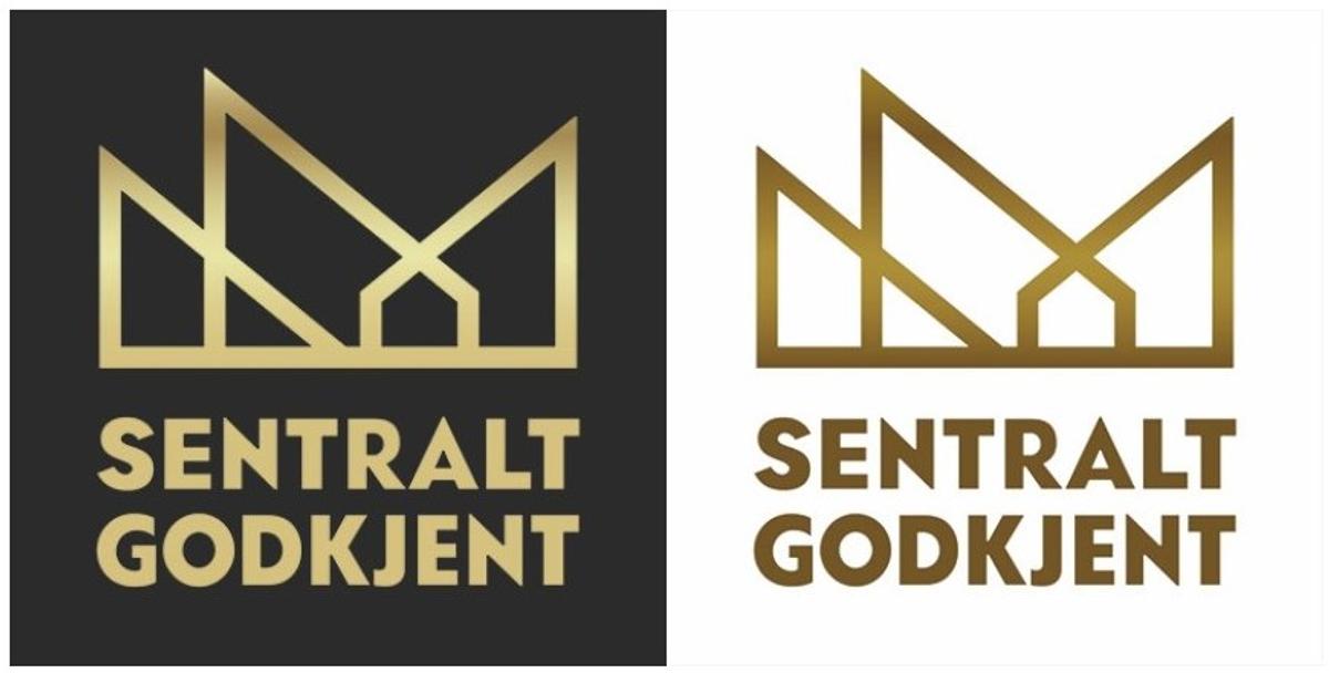 To sentralt godkjent-merker med sort og hvit bakgrunn.