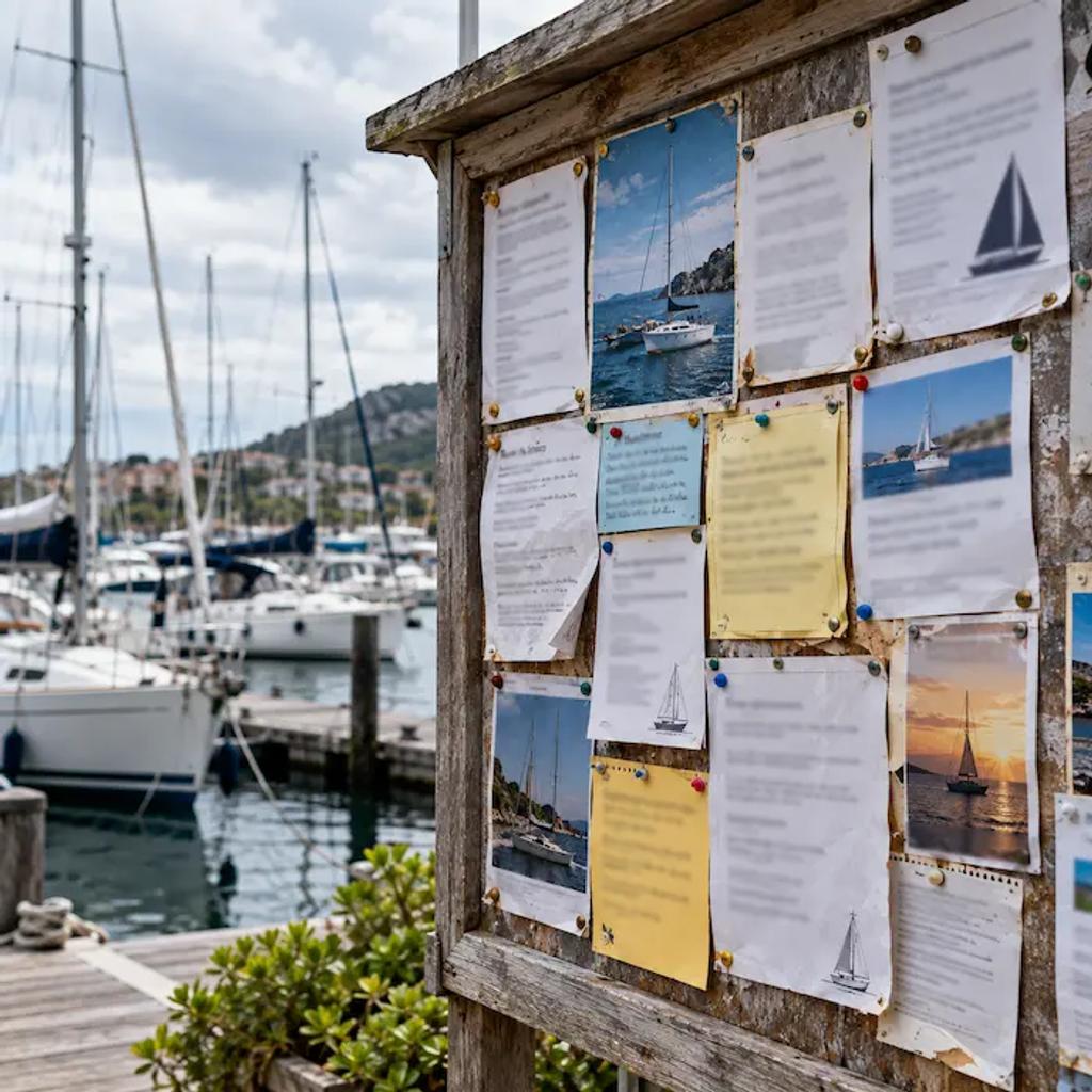 Crew wanted notices on a marina noticeboard at a yacht club