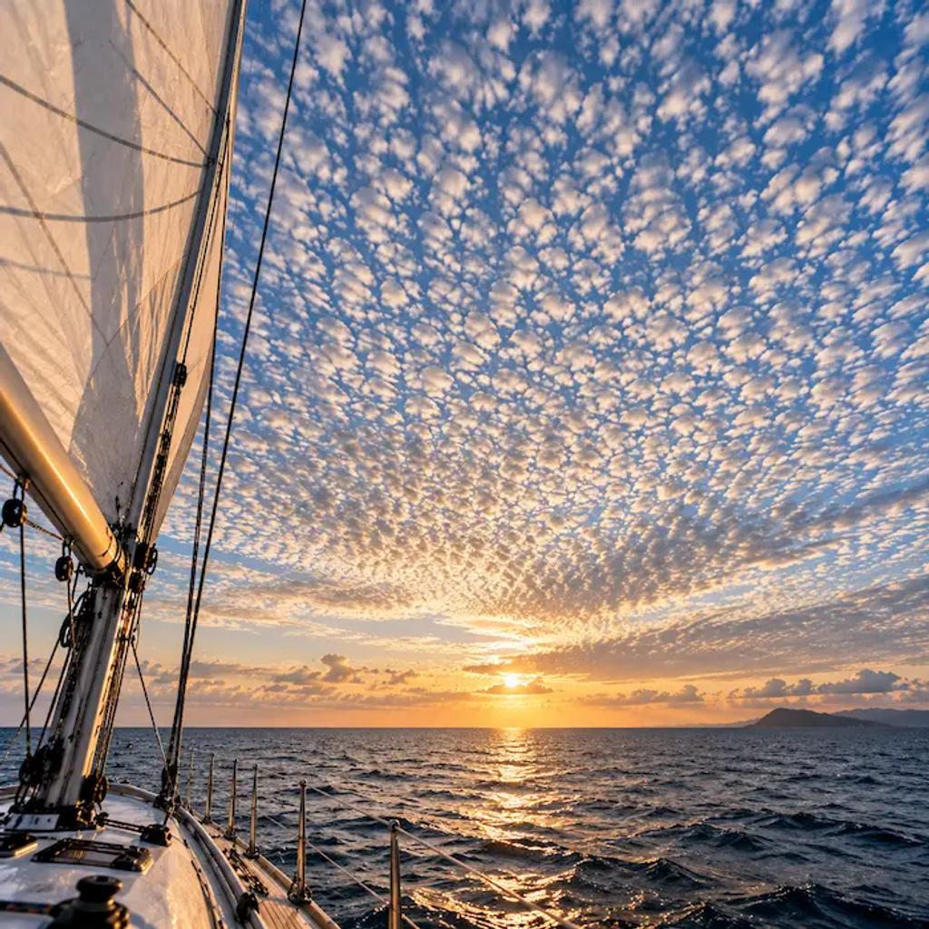 Mackerel sky cirrocumulus clouds warning of unsettled weather