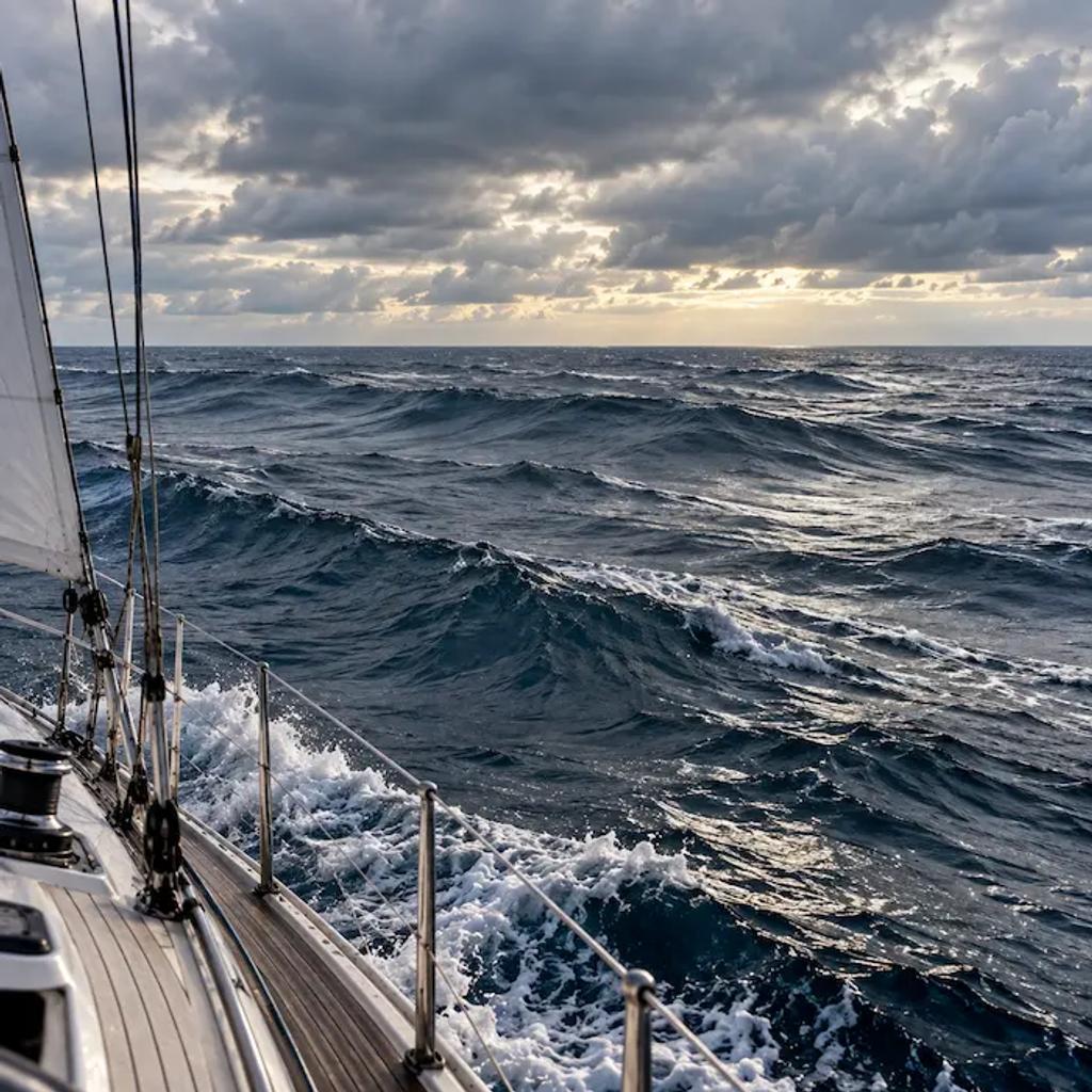 Ocean swell arriving from a different direction than the wind
