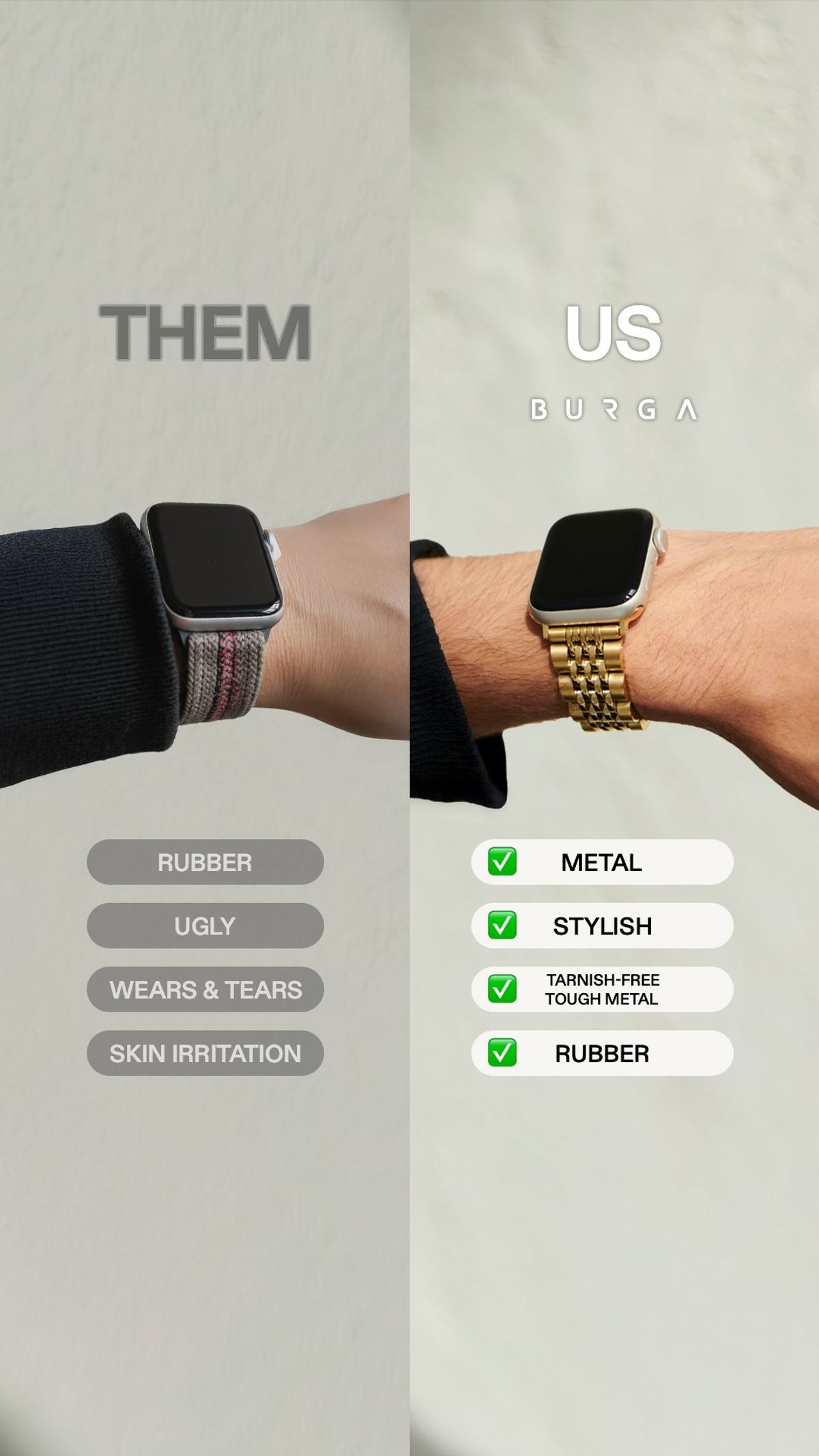 BURGA watch strap us versus them comparison