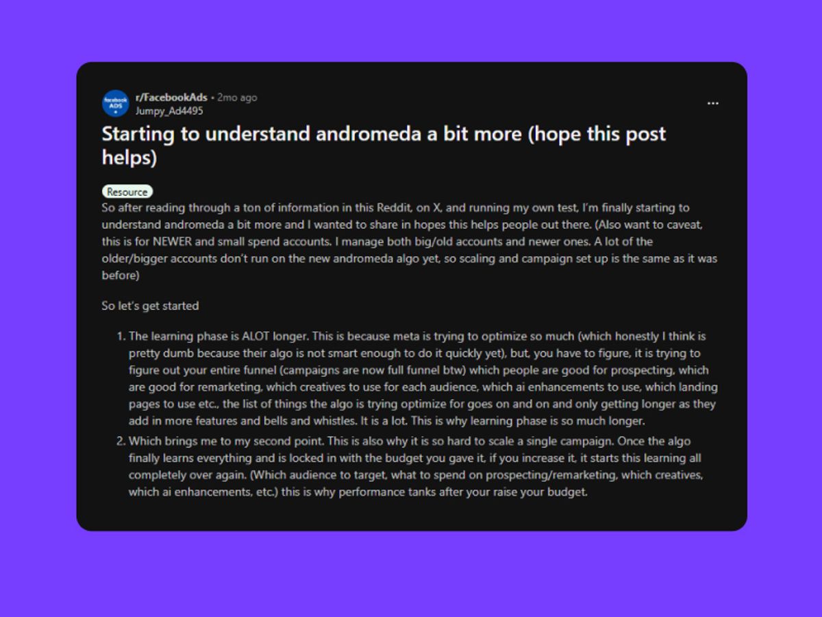 Confirmed by experienced advertiser: The learning phase is now 2-4 weeks minimum, not the old 5-7 days