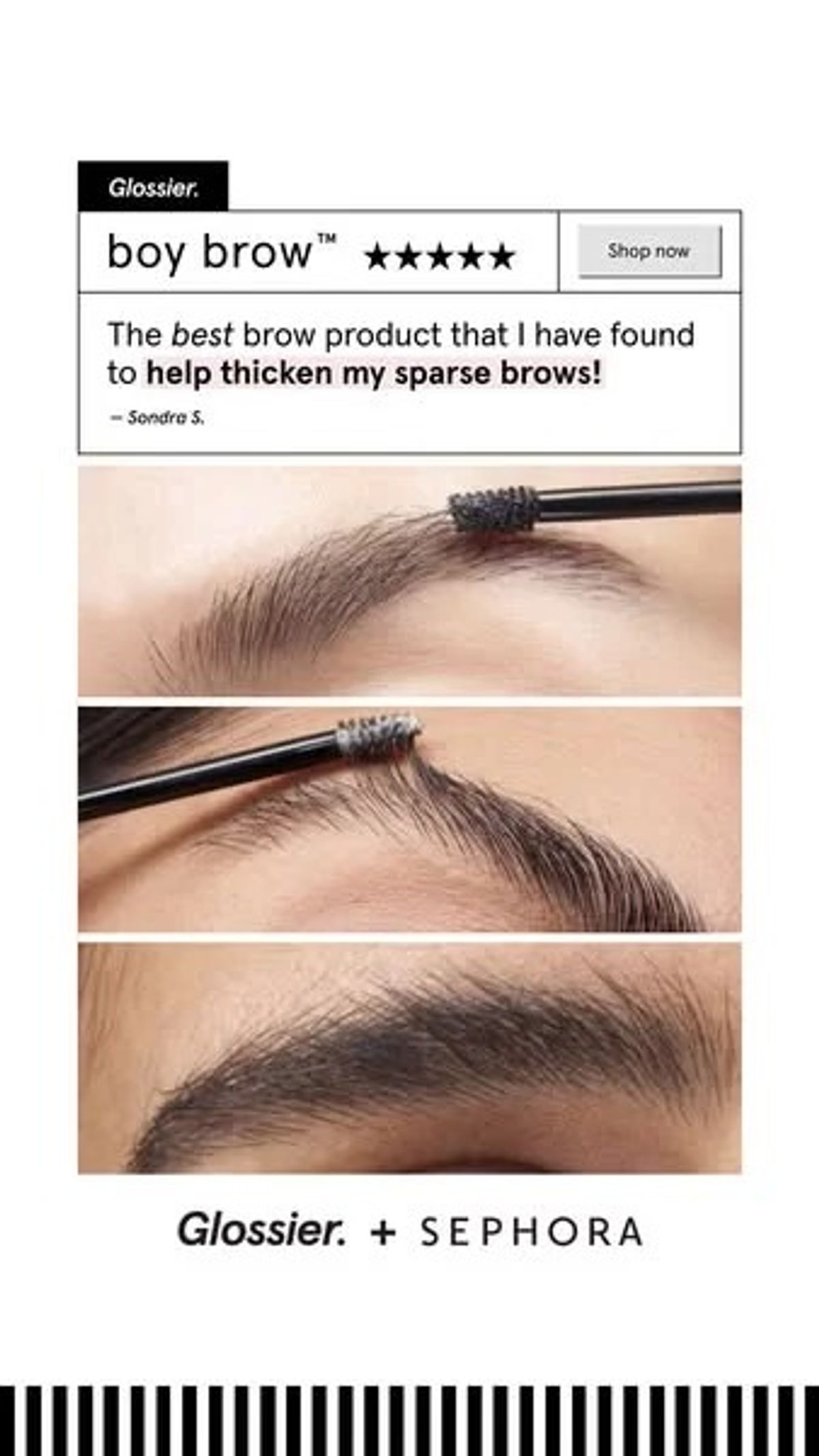 Glossier Boy Brow review and application images