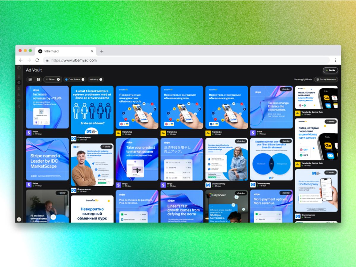 Ads on Blue Color Palette on Vibemyad Ad Vault