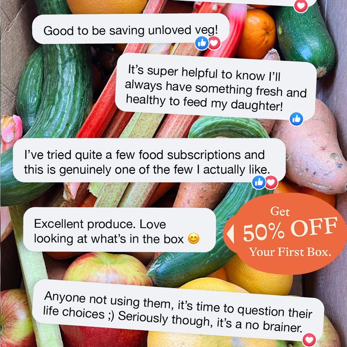 Oddbox customer comment collage