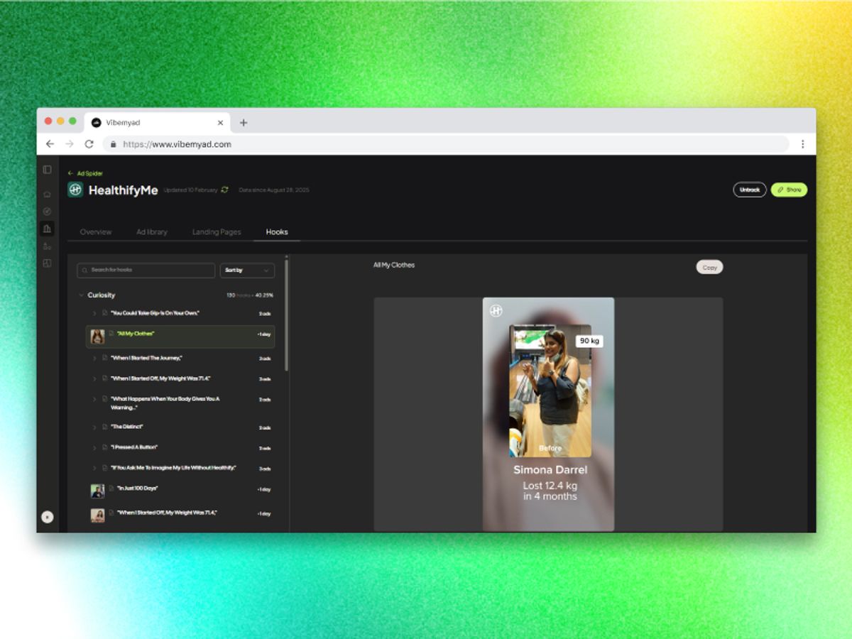 Extract Hooks from Ad Spider