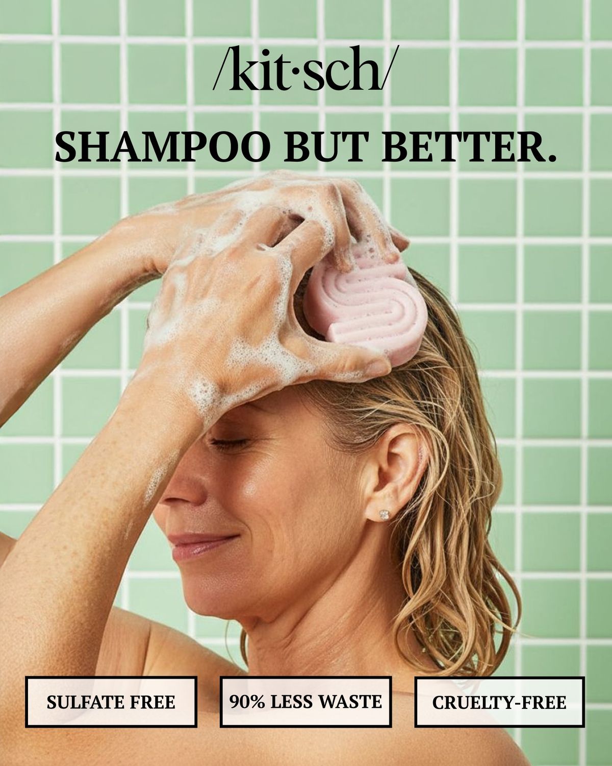 Kitsch shampoo bar used on wet hair