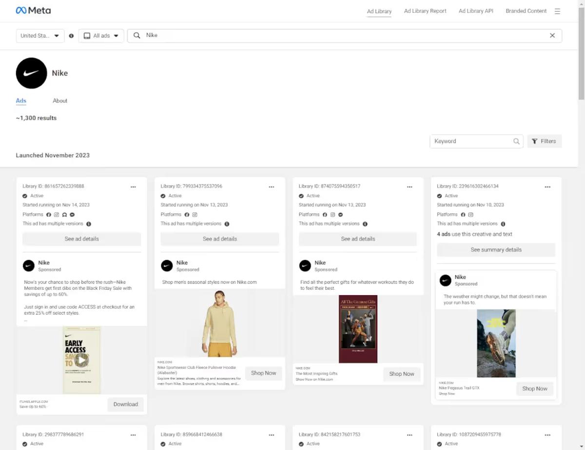 Search for competitors in Meta Ad Library