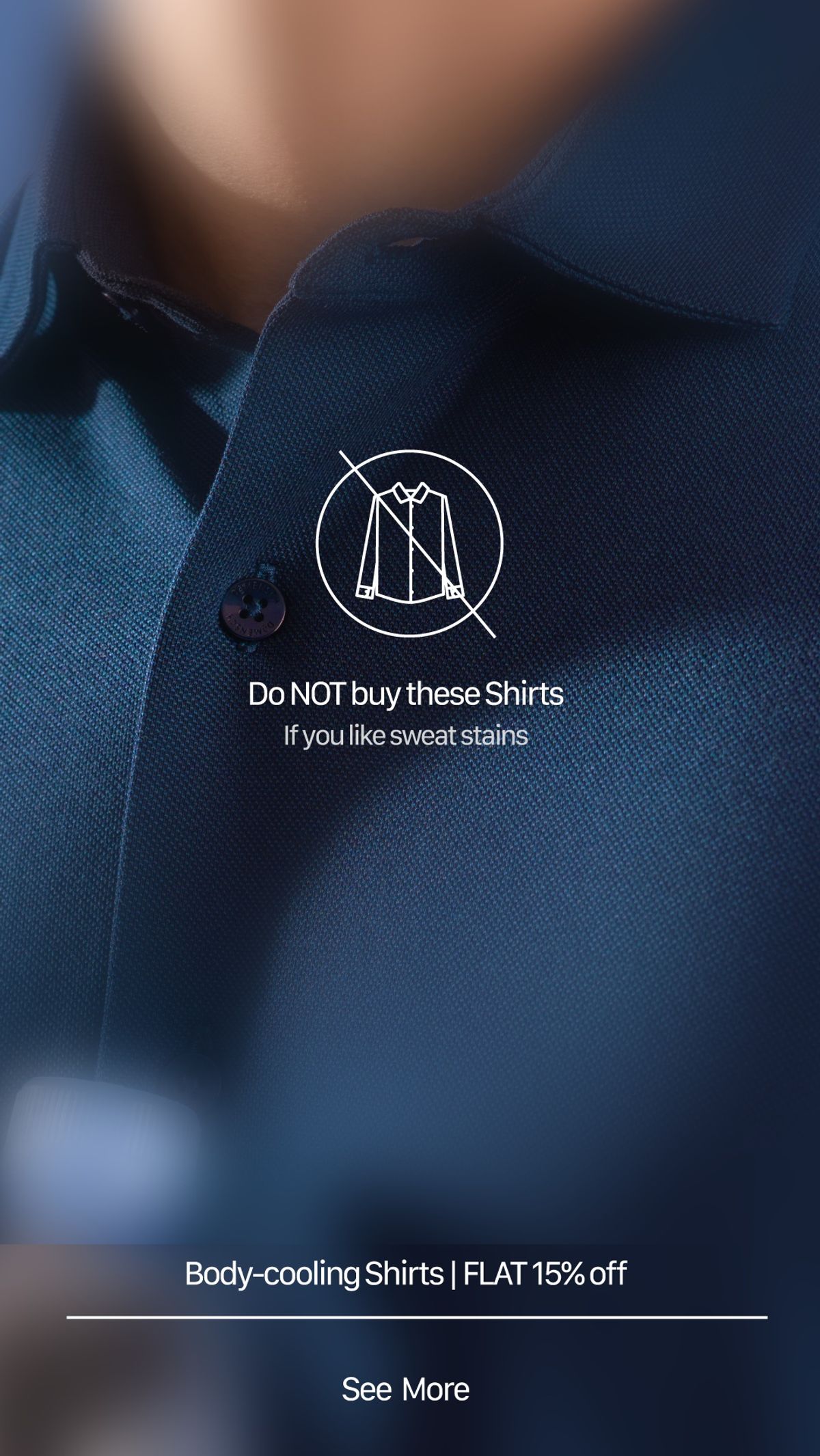 DaMENSCH shirt ad addressing sweat stains