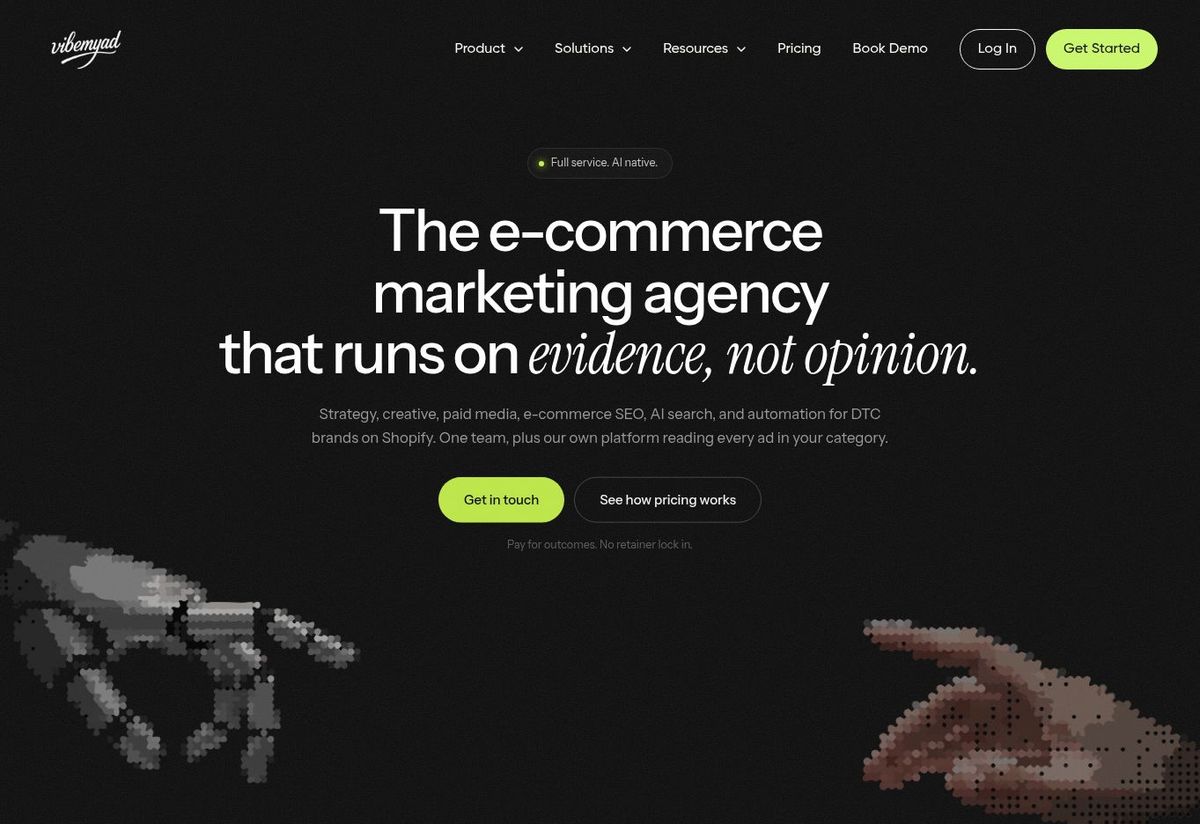 Screenshot of the Vibemyad agency page