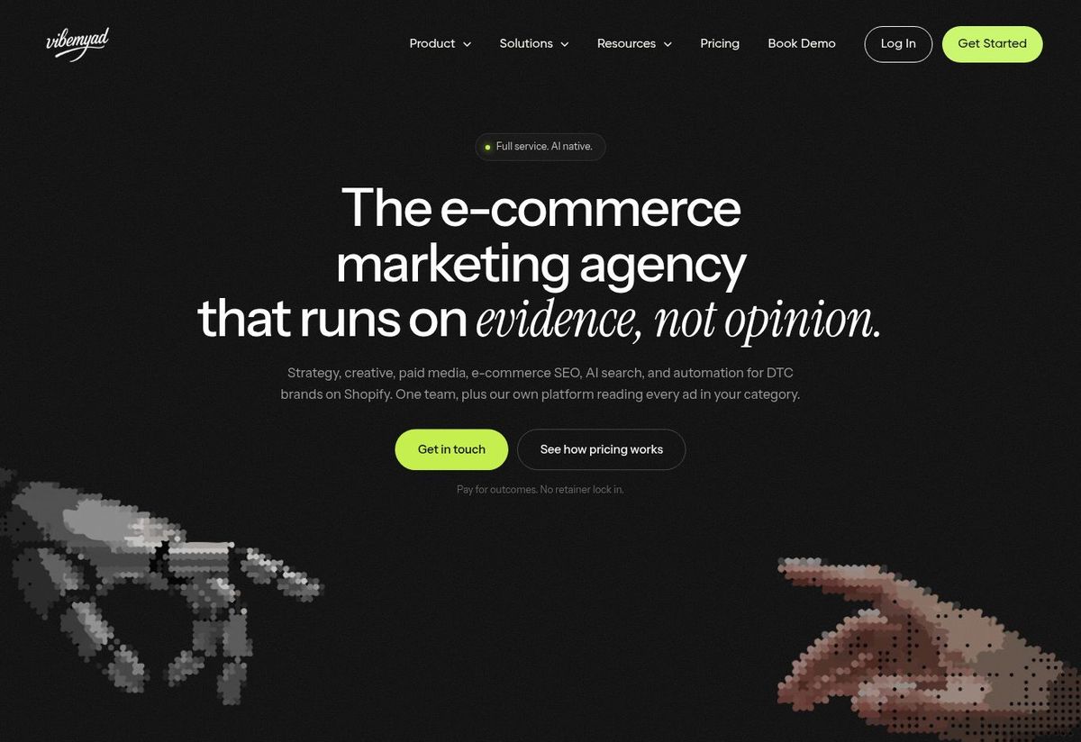 The current Vibemyad agency page presents the e-commerce growth model used for DTC brands