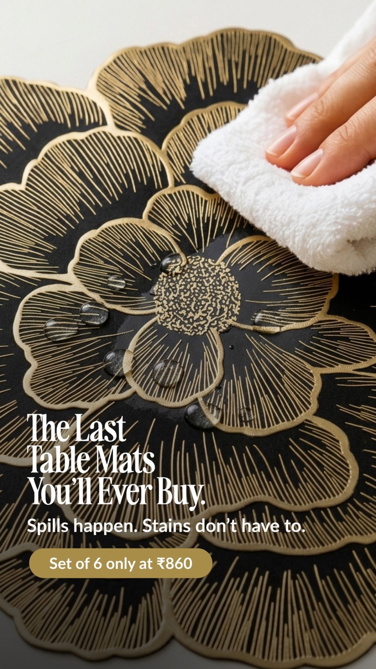 Nestasia table mat being wiped clean