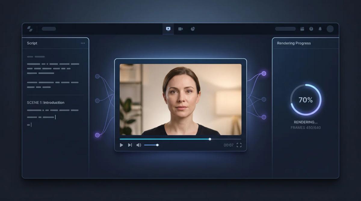An AI UGC ad being generated in a video-studio interface