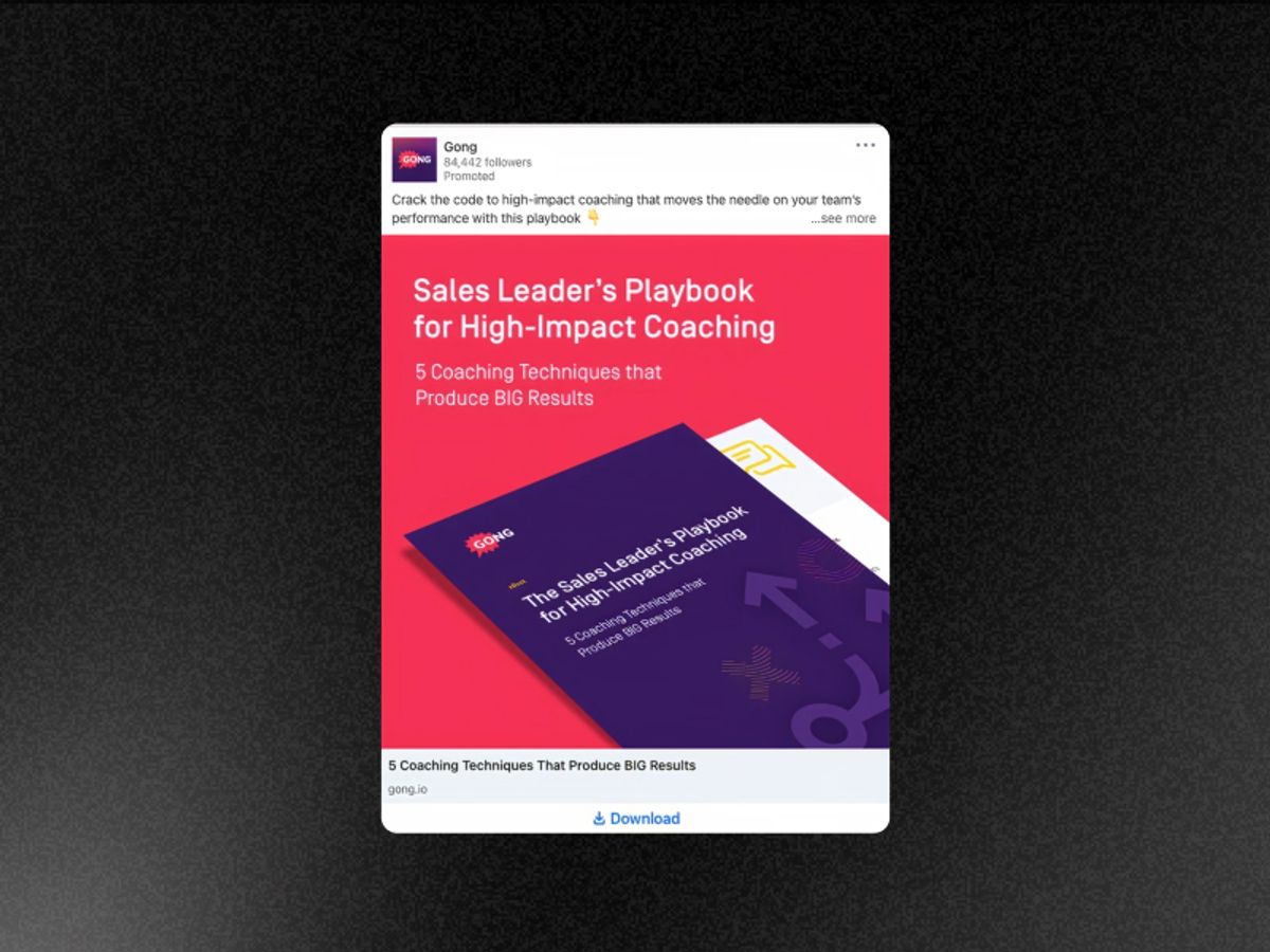 Gong LinkedIn static — infographic-style data visualization showing revenue intelligence insights, branded chart format