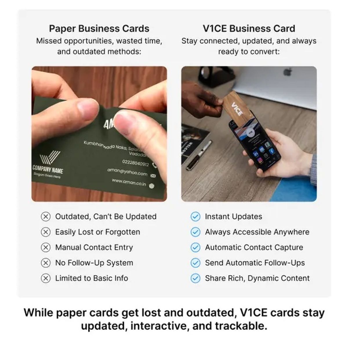 V1CE paper versus digital business card comparison