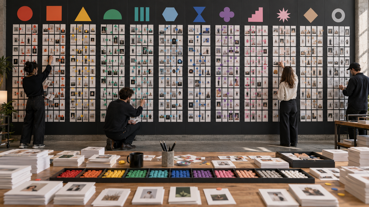 Researchers organizing a large archive of D2C advertisements into recurring families