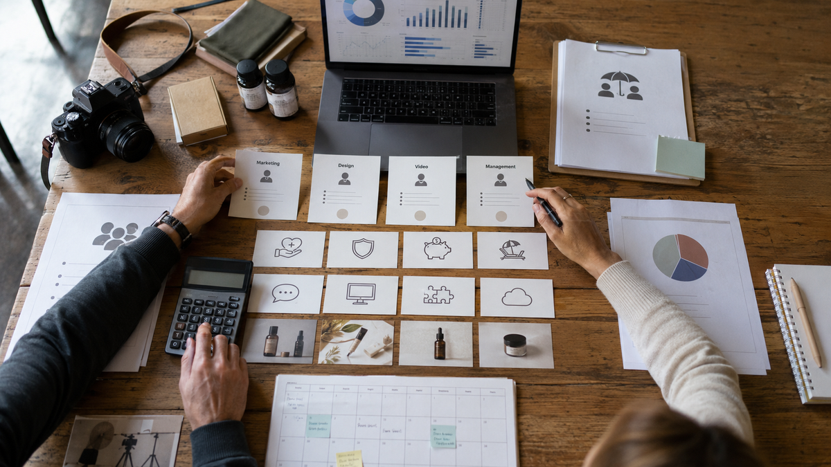 A finance lead and marketing lead calculate the full cost of an in-house DTC growth team across roles, benefits, software and production