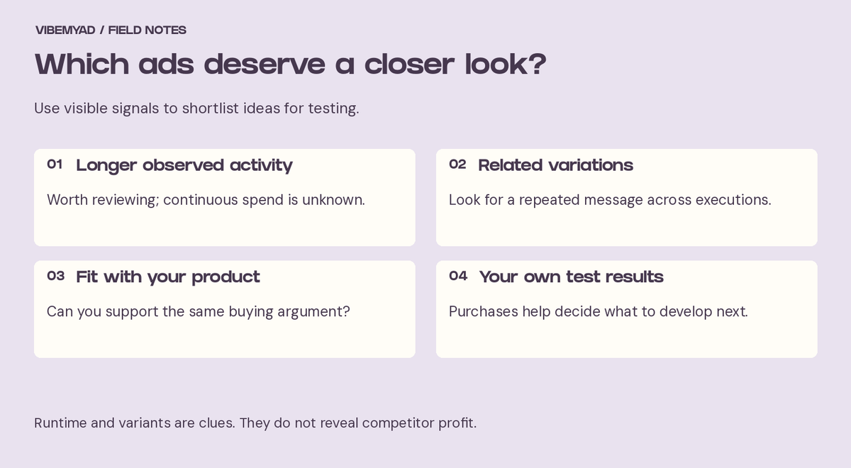 Shortlist using observed activity, related variations and product relevance, then validate with your own tests.