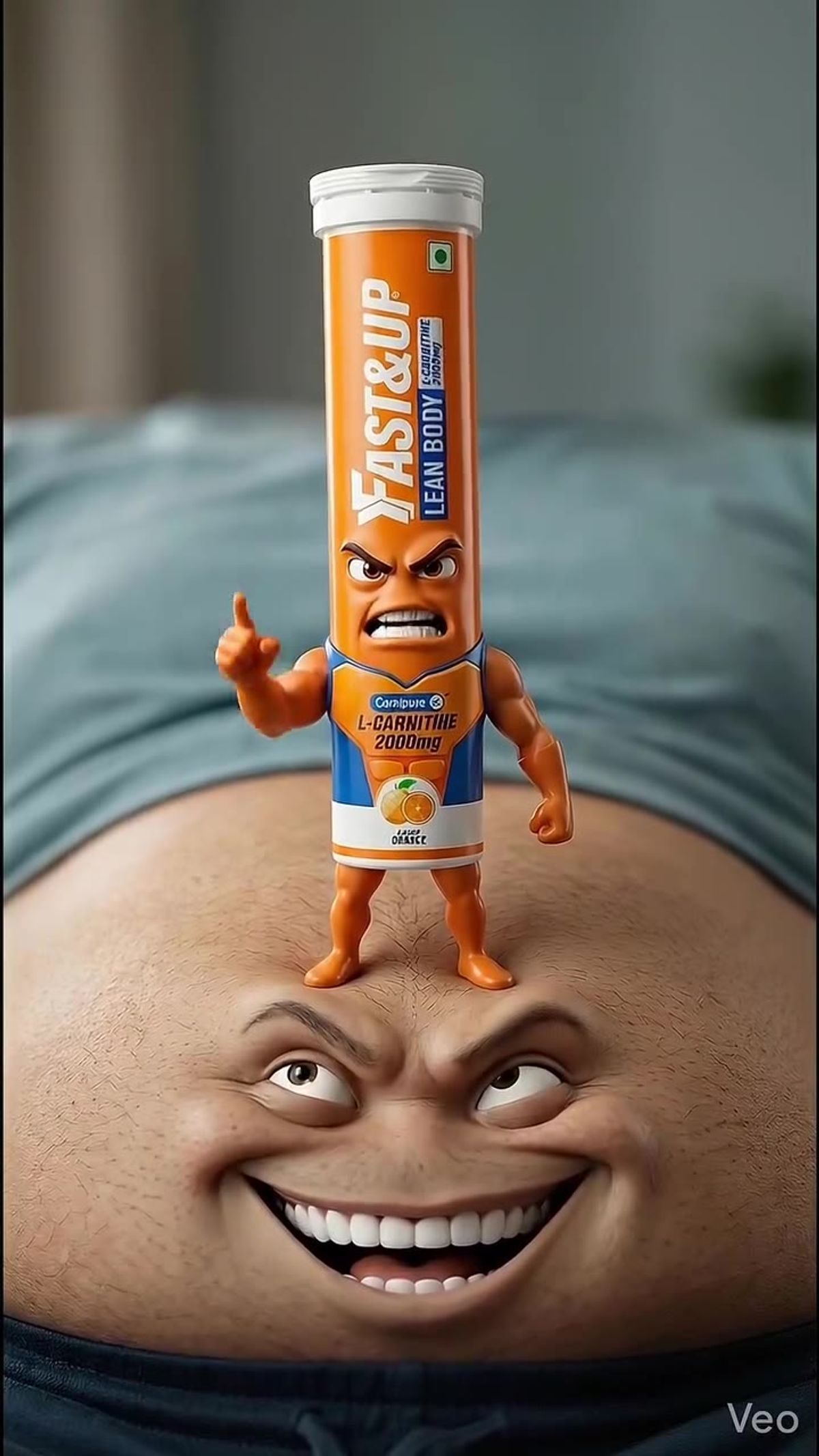 A Fast & Up animated fat-loss ad with a surreal tube mascot, a rare creative that entertains before it explains