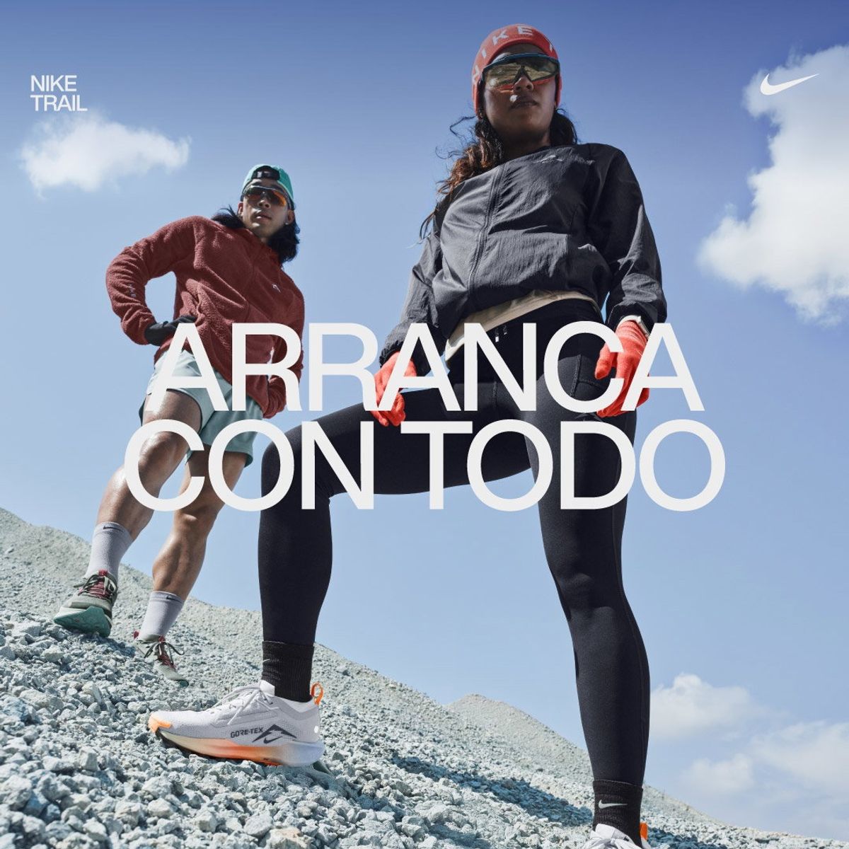 Nike Trail outdoor creative with Spanish-language copy