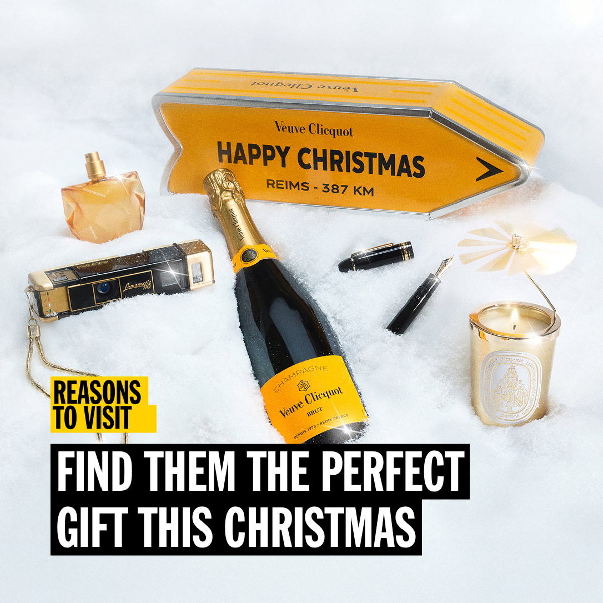 Selfridges: help people start with a gift category. A small gift assortment creative.