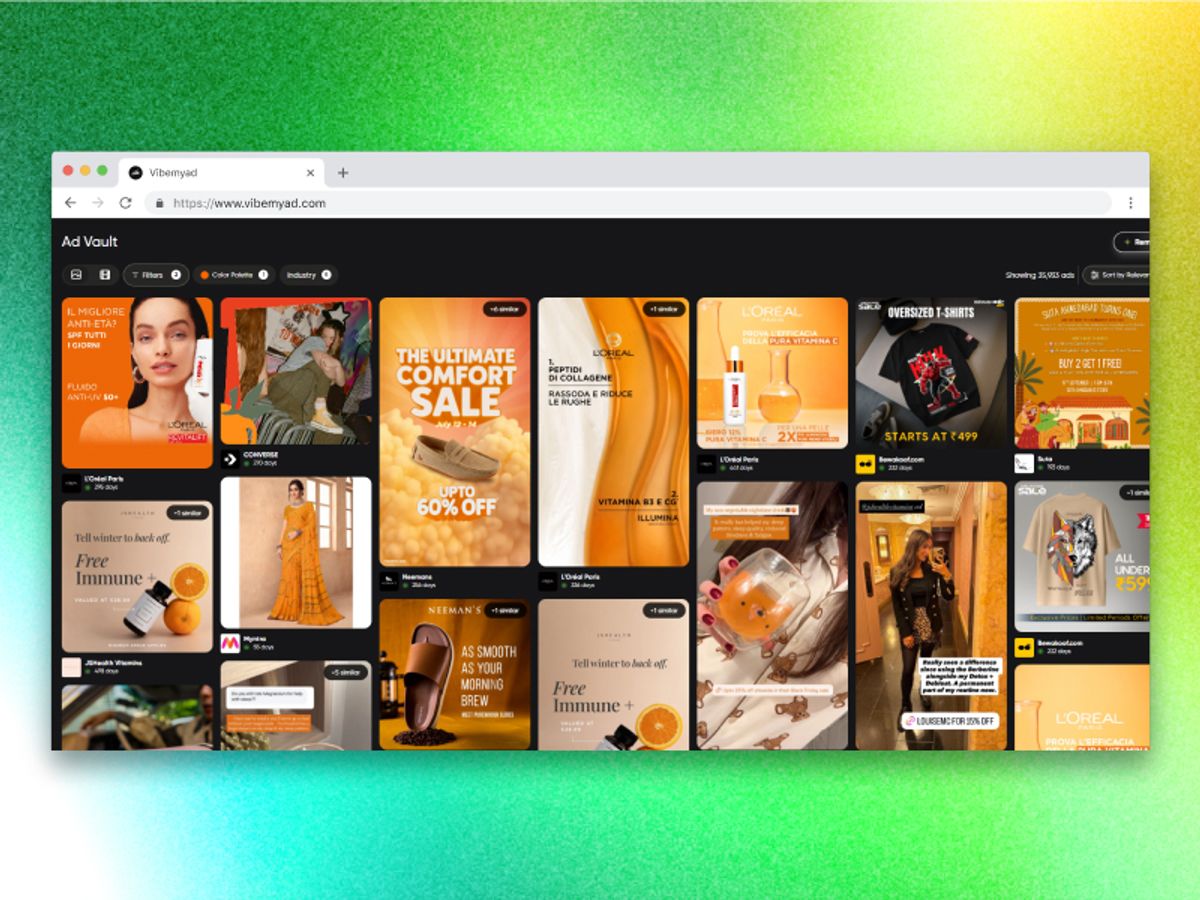 Ads with orange tone on Vibemyad Ad Vault