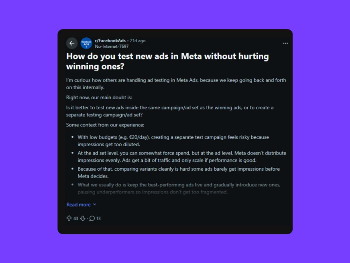 Real advertiser breakdown of which metrics matter when testing new ads