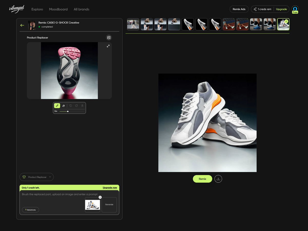 Vibemyad AI ad generator dashboard showing how to create ads for Facebook in bulk with 50 variations for Meta Andromeda compliance