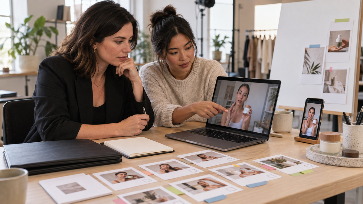 A brand lead and UGC strategist review creator licensing, disclosures, and paid-ad permissions