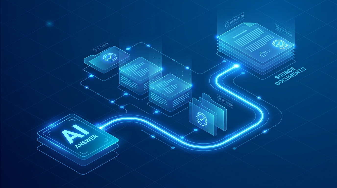AI answer traced back to approved source documents through an audit trail